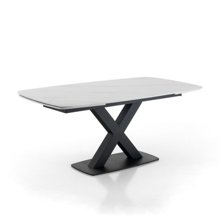 Stół rozkładany do 230 cm z blatem z marmurowego wykończenia - Batofilo Viadurini