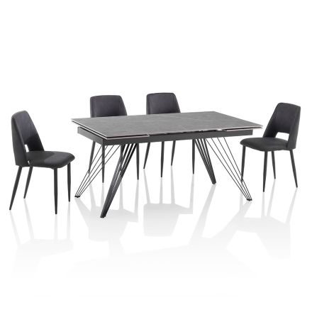 Rozkładany stół ceramiczny do 240 cm z 4 krzesłami - Aisha Viadurini