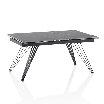 Stół rozkładany do 240 cm z ceramiki i czarnego metalu - Leila Viadurini