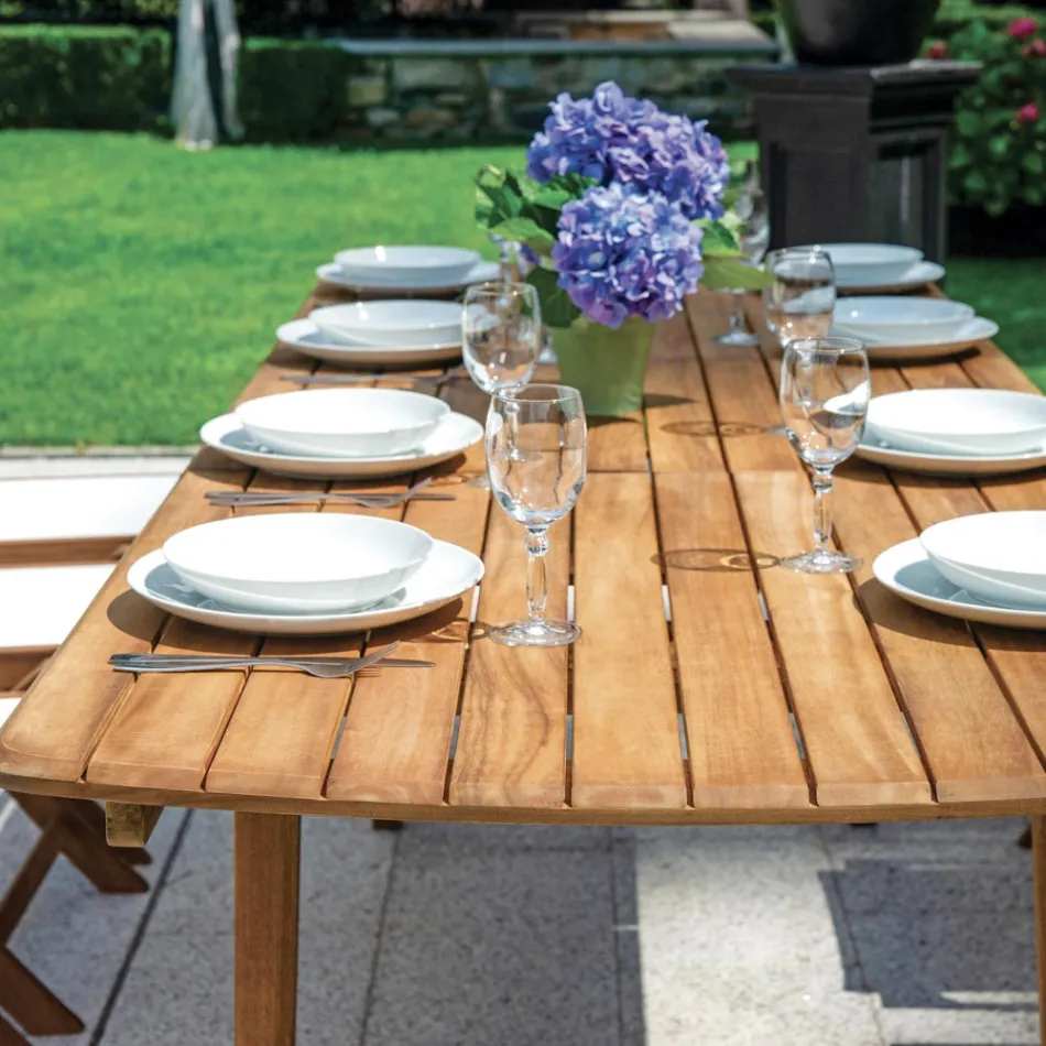 Stół rozkładany do 240 cm do ogrodu Wykonany z drewna akacjowego - Sereno Viadurini