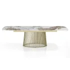 Stół rozkładany do 260 cm z wykończeniem ceramicznym, marmurowym i metalowym - Veneto Viadurini