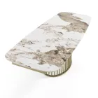 Stół rozkładany do 260 cm z wykończeniem ceramicznym, marmurowym i metalowym - Veneto Viadurini