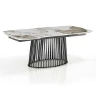 Stół rozkładany do 260 cm z wykończeniem ceramicznym, marmurowym i metalowym - Veneto Viadurini