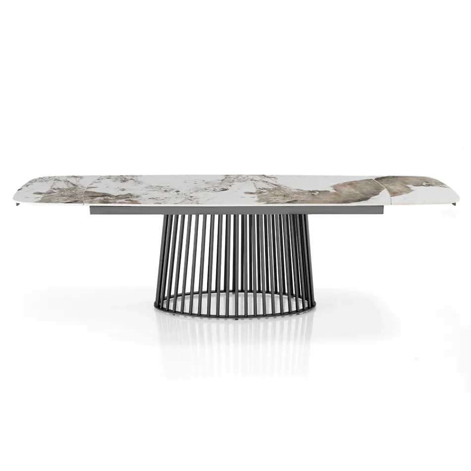 Stół rozkładany do 260 cm z wykończeniem ceramicznym, marmurowym i metalowym - Veneto Viadurini