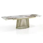 Stół rozkładany do 260 cm z wykończeniem ceramicznym, marmurowym i metalowym - Veneto Viadurini