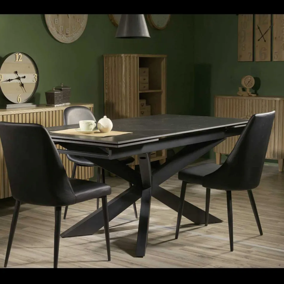 Stół rozkładany 260 cm z metalu i kamienia syntetycznego - podwodny Viadurini