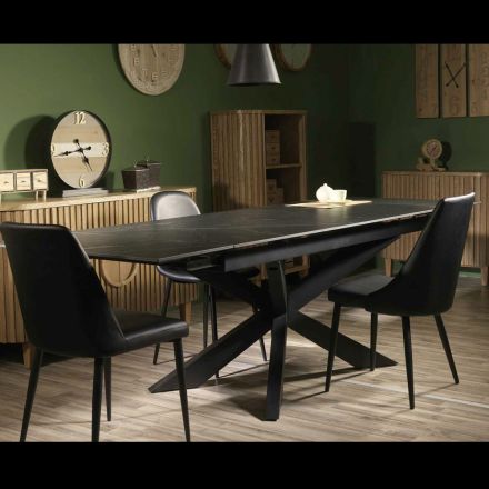 Stół rozkładany 260 cm z metalu i kamienia syntetycznego - podwodny Viadurini