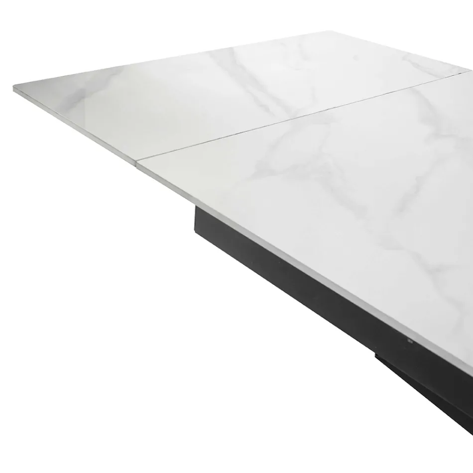 Stół rozkładany 260 cm z metalu i kamienia syntetycznego - podwodny Viadurini