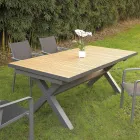 Rozkładany stół 263 cm z aluminium i litego drewna tekowego - Lilia Viadurini