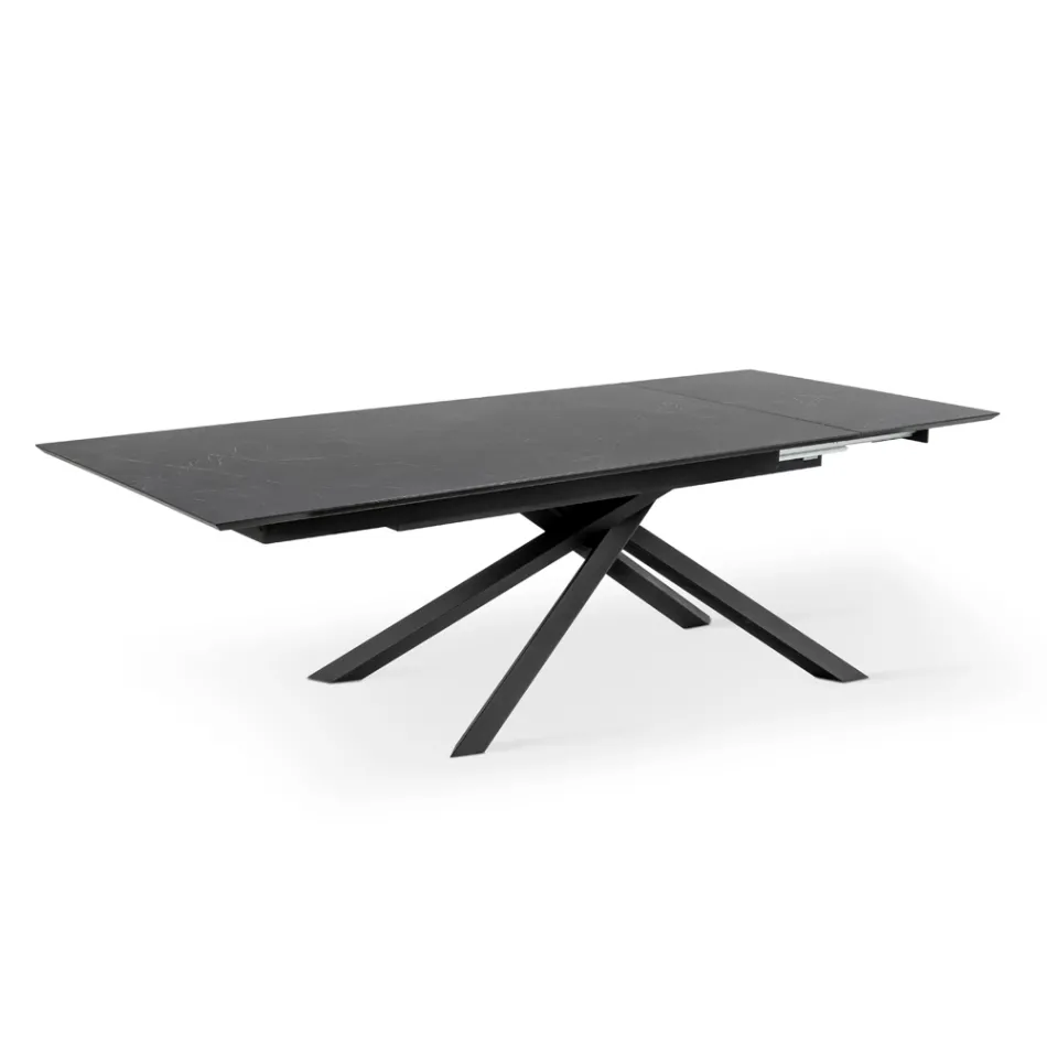 Stół rozkładany do 270 cm z blatem HPL i aluminiową podstawą - Szukaj Viadurini