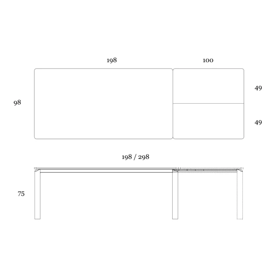 Stół rozkładany do 298 cm z ceramiki i metalu Wyprodukowano we Włoszech - Tulipan Viadurini
