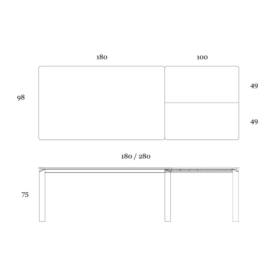 Stół rozkładany do 298 cm z ceramiki i metalu Made in Italy - Tulip Viadurini