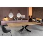 Stół rozkładany do 300 cm z metalową podstawą i dębowym blatem - granatowy Viadurini