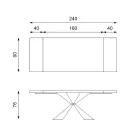Stół rozkładany do 300 cm z metalową podstawą i dębowym blatem - granatowy Viadurini