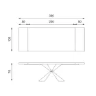 Stół rozkładany do 300 cm z metalową podstawą i dębowym blatem - granatowy Viadurini