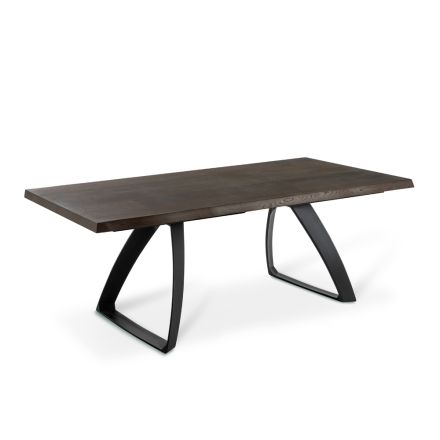 Stół rozkładany do 300 cm z okleiną dębową i podstawą aluminiową - Travis Viadurini
