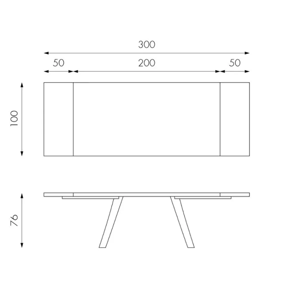 Stół rozkładany do 300 cm z okleiną dębową i podstawą aluminiową - Travis Viadurini