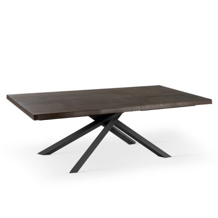 Stół rozkładany do 300 cm z okleiną dębową i czarną metalową podstawą - Xino Viadurini