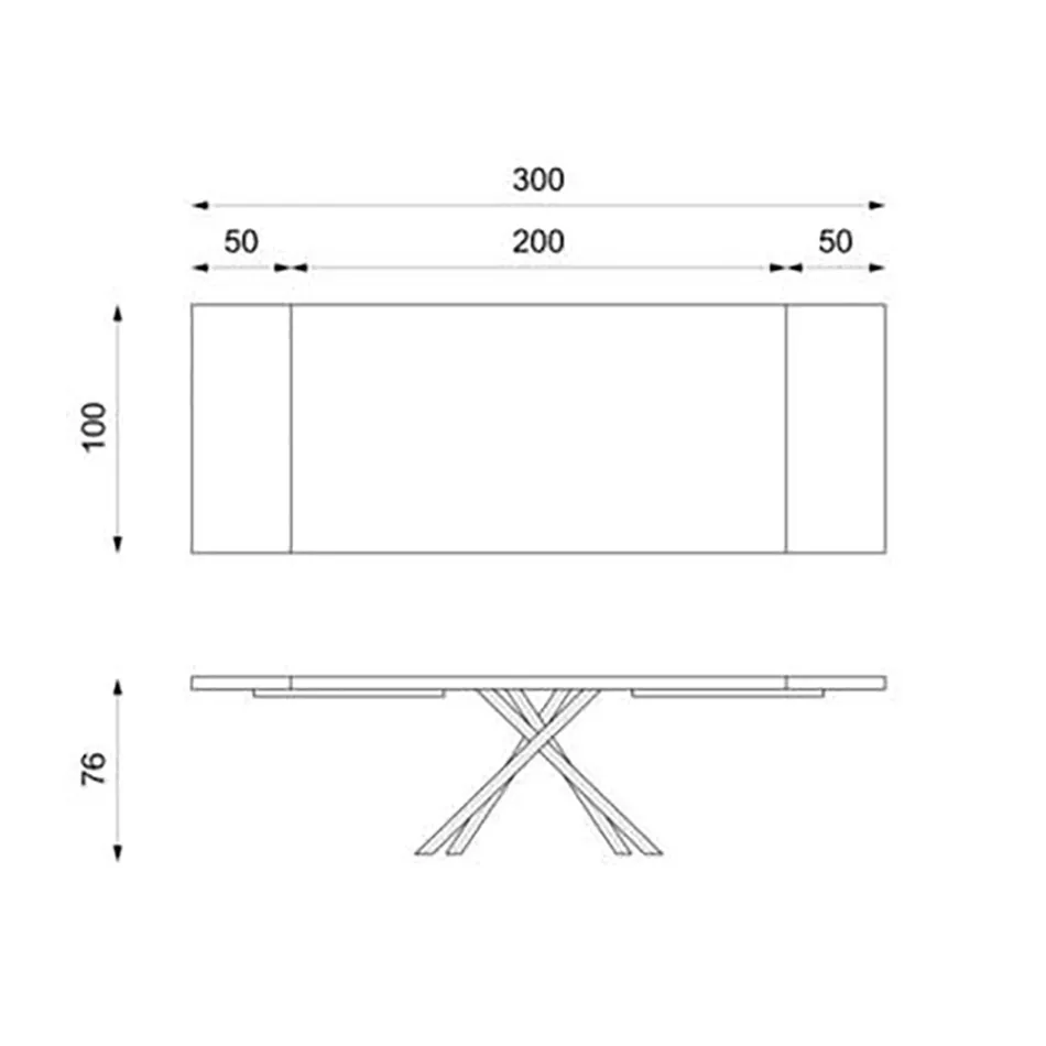 Stół rozkładany do 300 cm z okleiną dębową i czarną metalową podstawą - Xino Viadurini