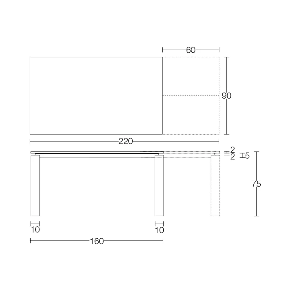 Stół rozkładany 310 cm z blatem laminowanym i podstawą metalową - Spilla Viadurini