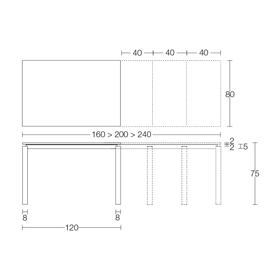 Stół rozkładany 310 cm z blatem laminowanym i podstawą metalową - Spilla Viadurini