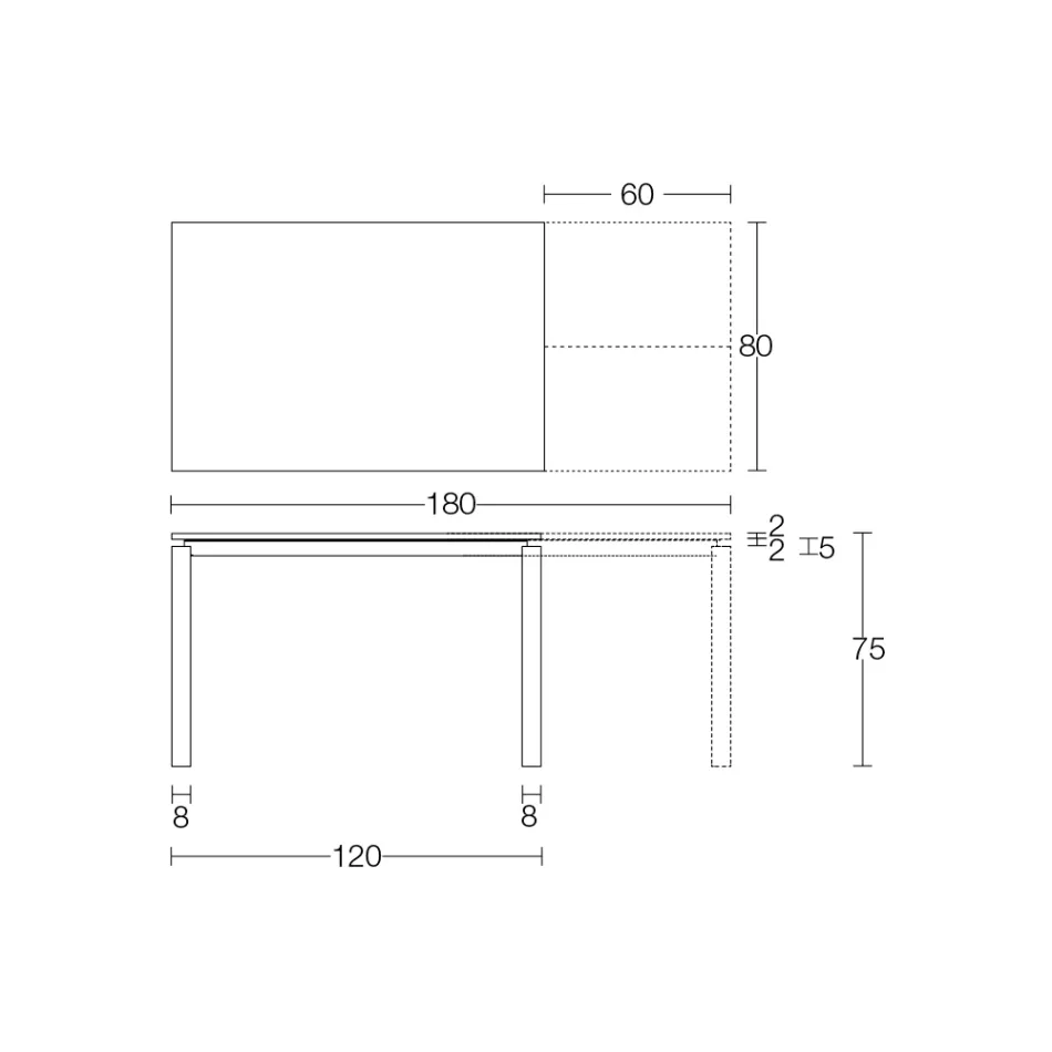 Stół rozkładany 310 cm z blatem laminowanym i podstawą metalową - Spilla Viadurini