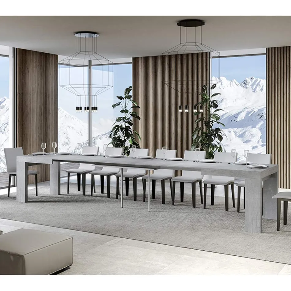 Rozkładany stół do 440 cm z drewnianych mikrocząstek Made in Italy - drzewo Viadurini