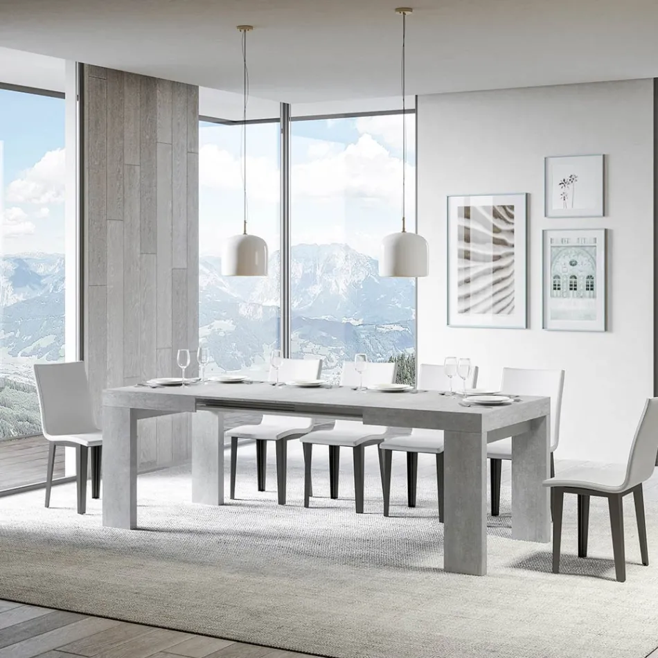 Rozkładany stół do 440 cm z drewnianych mikrocząstek Made in Italy - drzewo Viadurini