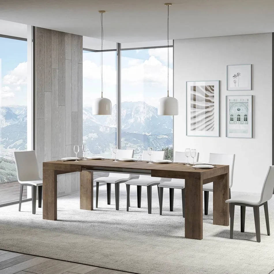 Rozkładany stół do 440 cm z drewnianych mikrocząstek Made in Italy - drzewo Viadurini