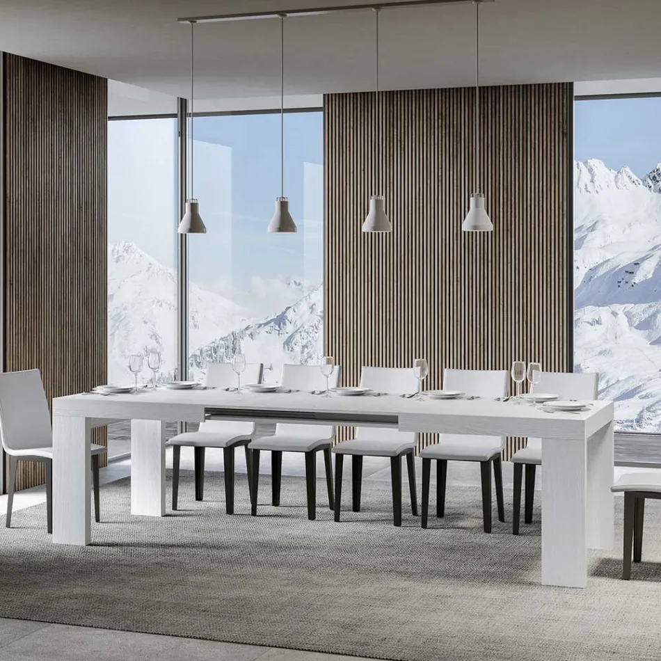 Rozkładany stół do 440 cm z drewnianych mikrocząstek Made in Italy - drzewo Viadurini