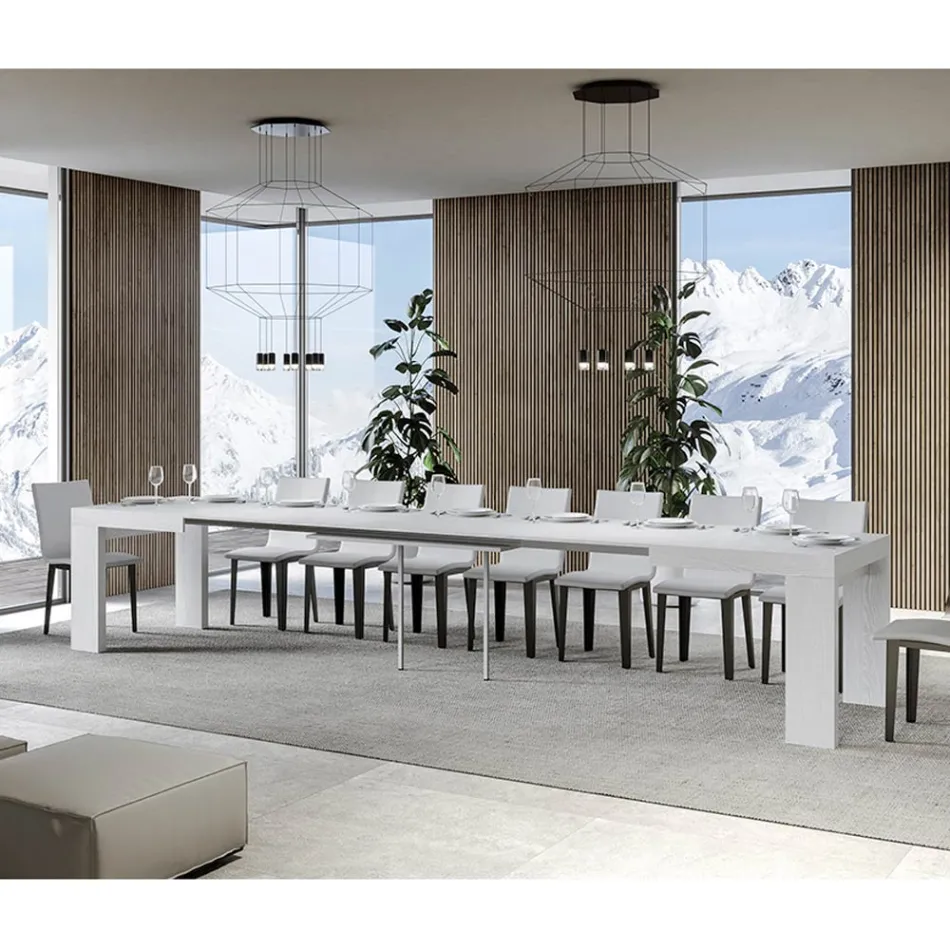 Rozkładany stół do 440 cm z drewnianych mikrocząstek Made in Italy - drzewo Viadurini