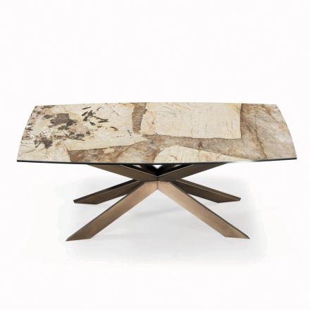 Rozkładany stół w kształcie beczki ze zintegrowanymi przedłużeniami Made in Italy - Grotta Viadurini
