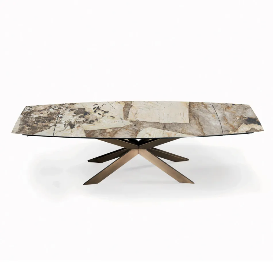 Rozkładany stół w kształcie beczki ze zintegrowanymi przedłużeniami Made in Italy - Grotta Viadurini