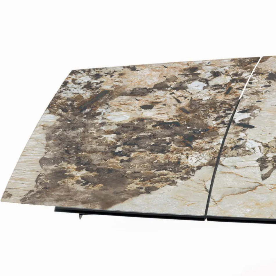 Rozkładany stół w kształcie beczki ze zintegrowanymi przedłużeniami Made in Italy - Grotta Viadurini