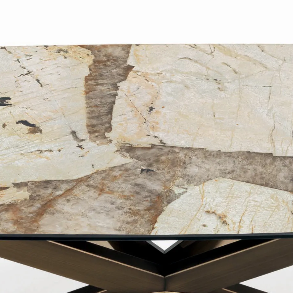 Rozkładany stół w kształcie beczki ze zintegrowanymi przedłużeniami Made in Italy - Grotta Viadurini