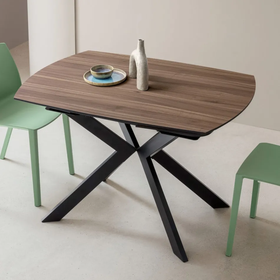 Rozkładany stół beczkowy z warstwowego HPL z różnymi wykończeniami - Incontro Viadurini