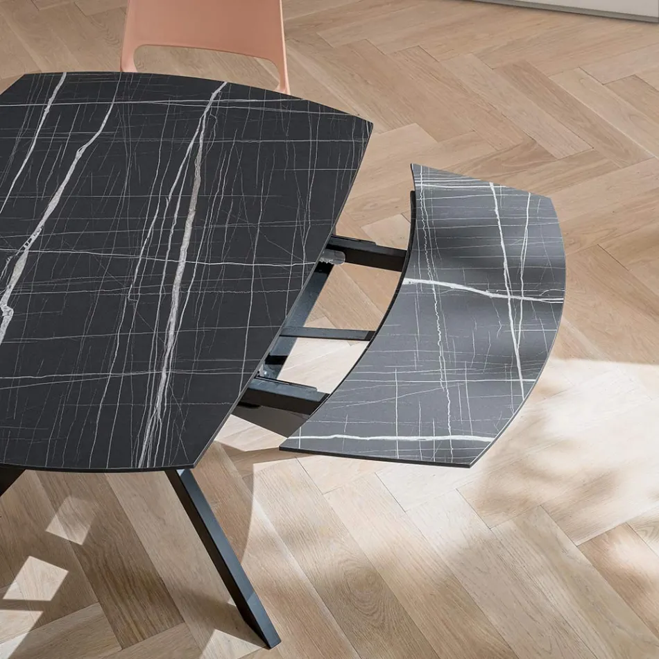 Rozkładany stół beczkowy z warstwowego HPL z różnymi wykończeniami - Incontro Viadurini