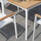 Rozkładany stół motylkowy do 210 cm z aluminium i blatem z drewna tekowego - Incanto Viadurini