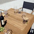 Rozkładany stół motylkowy do 210 cm z aluminium i blatem z drewna tekowego - Incanto Viadurini