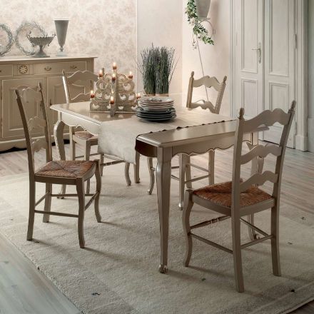Rozkładany stół z 4 krzesłami w kolorze jasnoszarym Made in Italy - Celestino Viadurini
