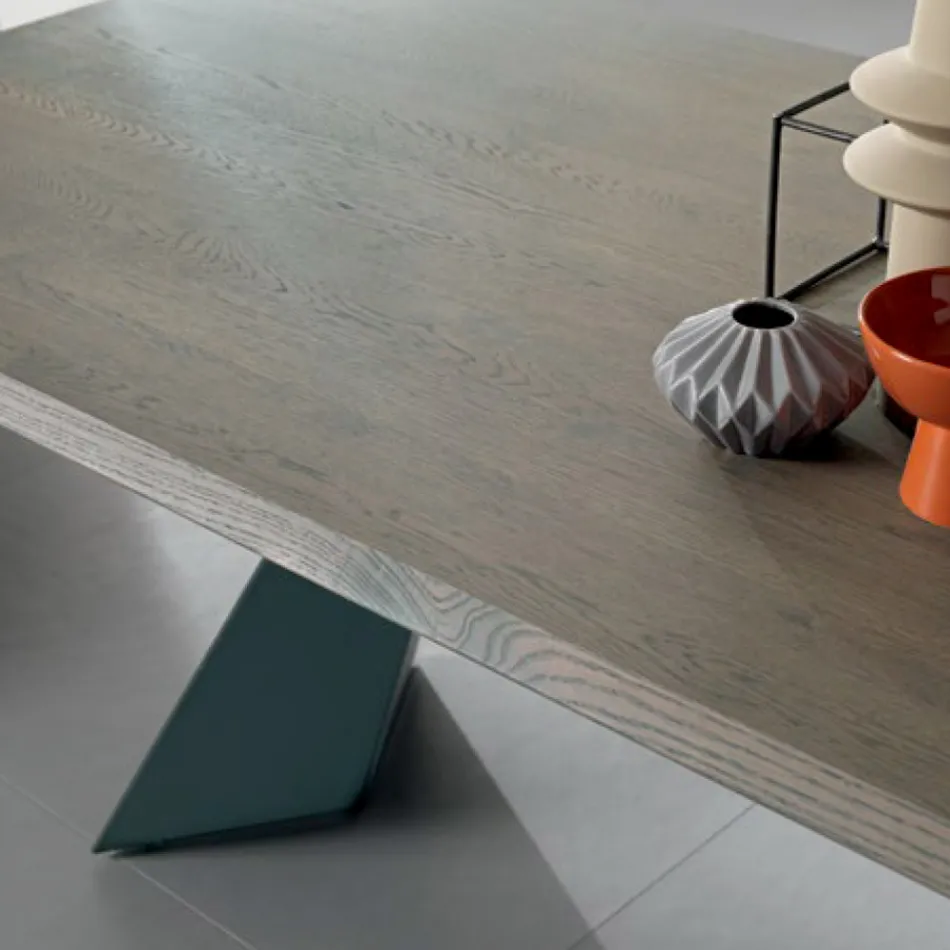 Rozkładany stół z bocznym przedłużeniem z fornirowanego drewna - Aperol Viadurini