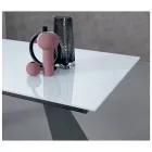 Rozkładany stół z bocznym przedłużeniem w szkle mlecznym - Aperol Viadurini