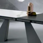 Rozkładany stół z bocznym przedłużeniem ze szkła ceramicznego - Aperol Viadurini