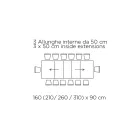 Rozkładany stół z zsynchronizowanym centralnym otworem z laminatu - Settimmio Viadurini
