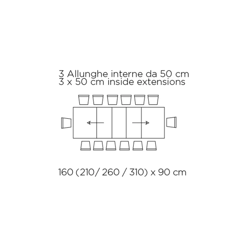 Rozkładany stół z zsynchronizowanym centralnym otworem z laminatu - Settimmio Viadurini