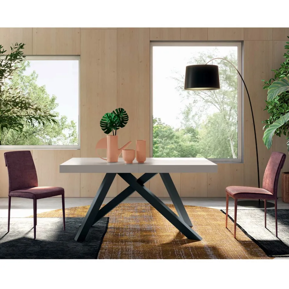 Rozkładany stół z zsynchronizowanym centralnym otworem z laminatu - Settimmio Viadurini