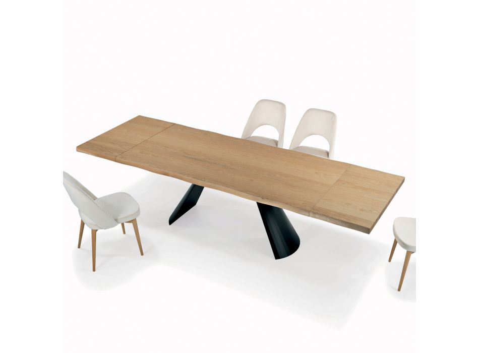 Rozkładany stół z nieregularną korowaną krawędzią Made in Italy - Okulary Viadurini