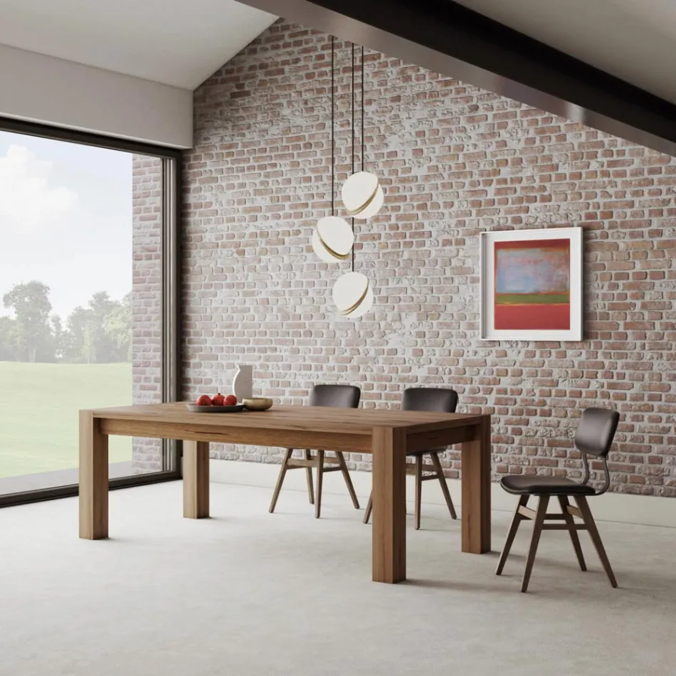 Rozkładany stół z fornirowanymi nogami i blatem Made in Italy - Tash Viadurini