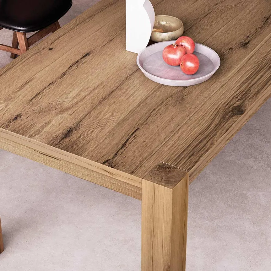 Rozkładany stół z fornirowanymi nogami i blatem Made in Italy - Tash Viadurini