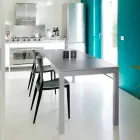 Wysuwany stół z nogami z drewna bukowego, L130 / 210xP80cm, Denisio Viadurini